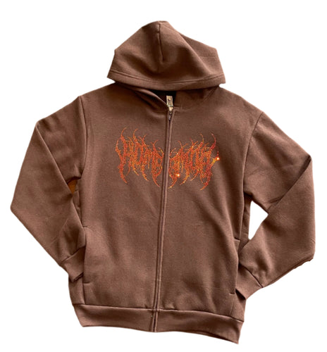 Metal Jewel Zip Hoodie