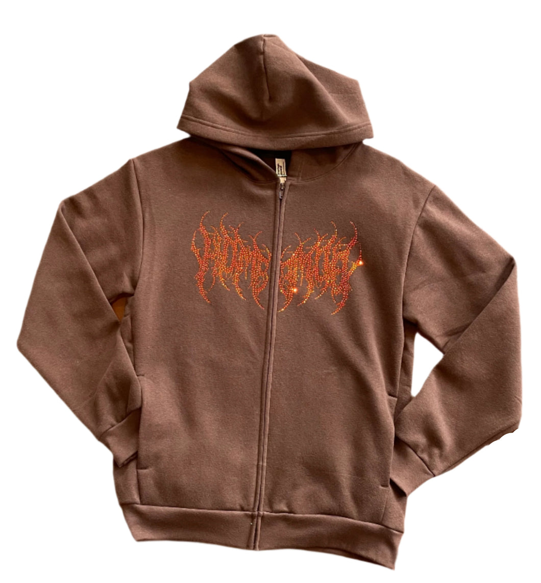 Metal Jewel Zip Hoodie